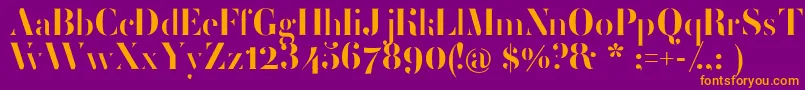 FemoralisRegular-Schriftart – Orangefarbene Schriften auf violettem Hintergrund