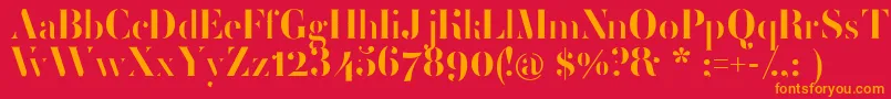 FemoralisRegular Font – Orange Fonts on Red Background