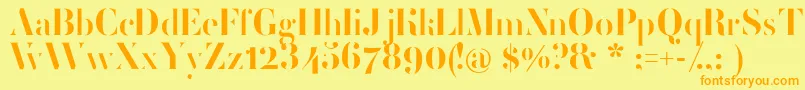 FemoralisRegular-fontti – oranssit fontit keltaisella taustalla
