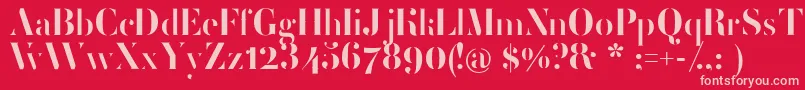 FemoralisRegular-fontti – vaaleanpunaiset fontit punaisella taustalla