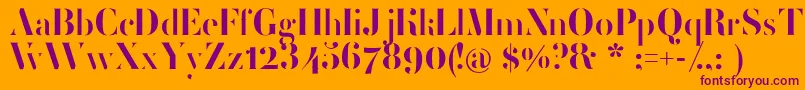 フォントFemoralisRegular – オレンジの背景に紫のフォント