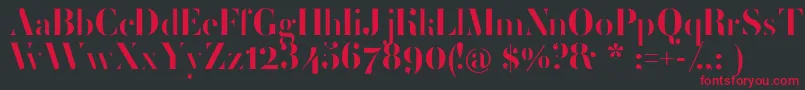 フォントFemoralisRegular – 黒い背景に赤い文字