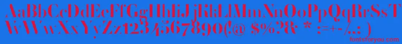 フォントFemoralisRegular – 赤い文字の青い背景