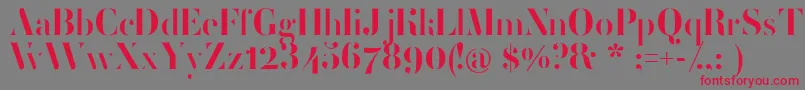 FemoralisRegular-fontti – punaiset fontit harmaalla taustalla