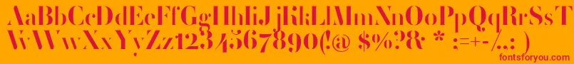 フォントFemoralisRegular – オレンジの背景に赤い文字