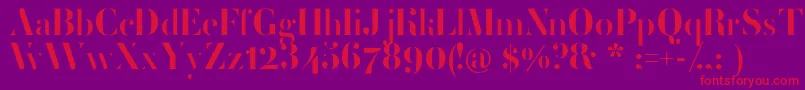 FemoralisRegular-Schriftart – Rote Schriften auf violettem Hintergrund
