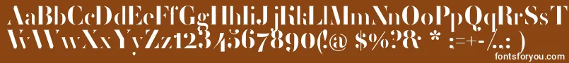 FemoralisRegular-fontti – valkoiset fontit ruskealla taustalla