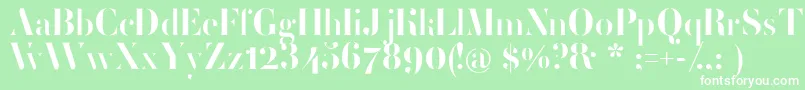 フォントFemoralisRegular – 緑の背景に白い文字