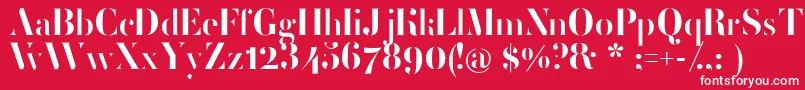 FemoralisRegular-fontti – valkoiset fontit punaisella taustalla