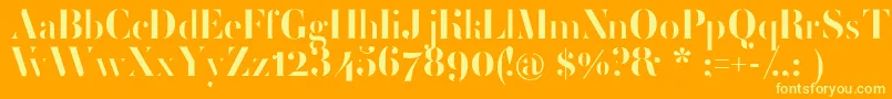 Шрифт FemoralisRegular – жёлтые шрифты на оранжевом фоне