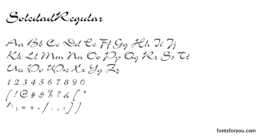 A fonte SoledadRegular – alfabeto, números, caracteres especiais
