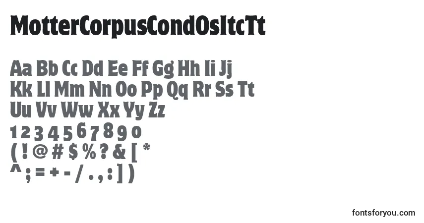 Шрифт MotterCorpusCondOsItcTt – алфавит, цифры, специальные символы