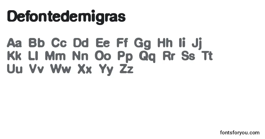 Шрифт Defontedemigras – алфавит, цифры, специальные символы