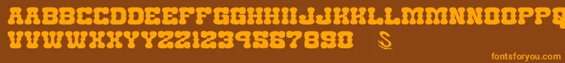 GomariceNantokaWestern Font – Orange Fonts on Brown Background