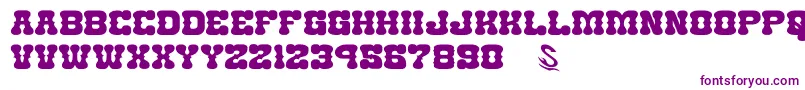 GomariceNantokaWestern-Schriftart – Violette Schriften auf weißem Hintergrund