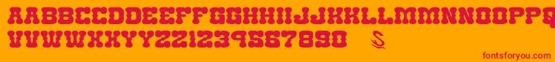 フォントGomariceNantokaWestern – オレンジの背景に赤い文字