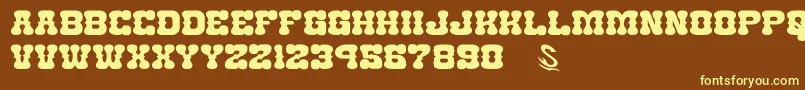 GomariceNantokaWestern Font – Yellow Fonts on Brown Background