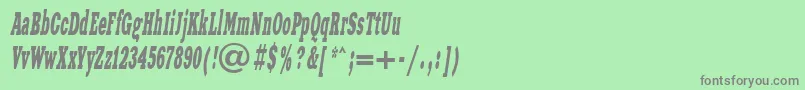 フォントXeniawesterncttItalic – 緑の背景に灰色の文字