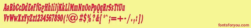 フォントXeniawesterncttItalic – 赤い文字の黄色い背景