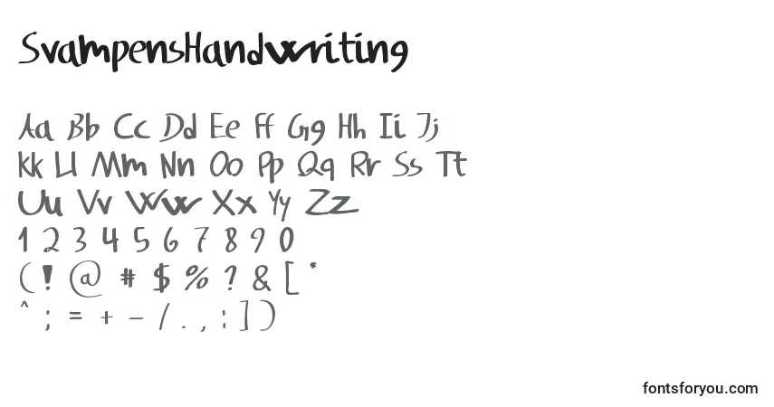 A fonte SvampensHandwriting – alfabeto, números, caracteres especiais