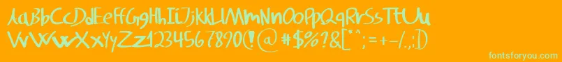 Weitere Informationen zur SvampensHandwriting-Schriftart SvampensHandwriting-Schriftart – Grüne Schriften auf orangefarbenem Hintergrund