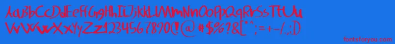 SvampensHandwriting-Schriftart – Rote Schriften auf blauem Hintergrund