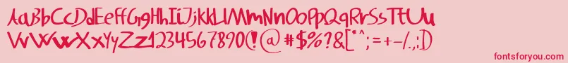 SvampensHandwriting Font – Red Fonts on Pink Background