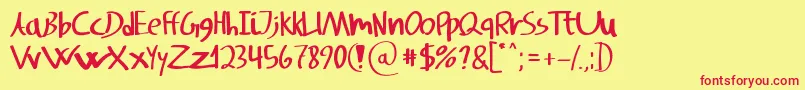 Fonte SvampensHandwriting – fontes vermelhas em um fundo amarelo
