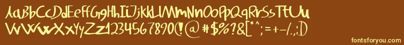 Шрифт SvampensHandwriting – жёлтые шрифты на коричневом фоне