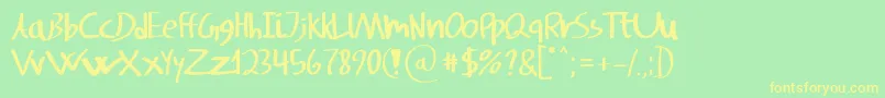 SvampensHandwriting Font – Yellow Fonts on Green Background