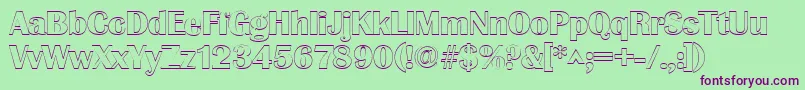 Czcionka GrenobleoutlineRegular – fioletowe czcionki na zielonym tle