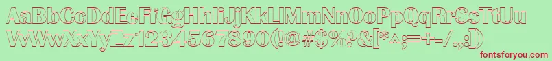 GrenobleoutlineRegular-fontti – punaiset fontit vihreällä taustalla