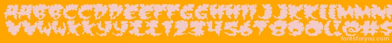 Extravirgin-fontti – vaaleanpunaiset fontit oranssilla taustalla