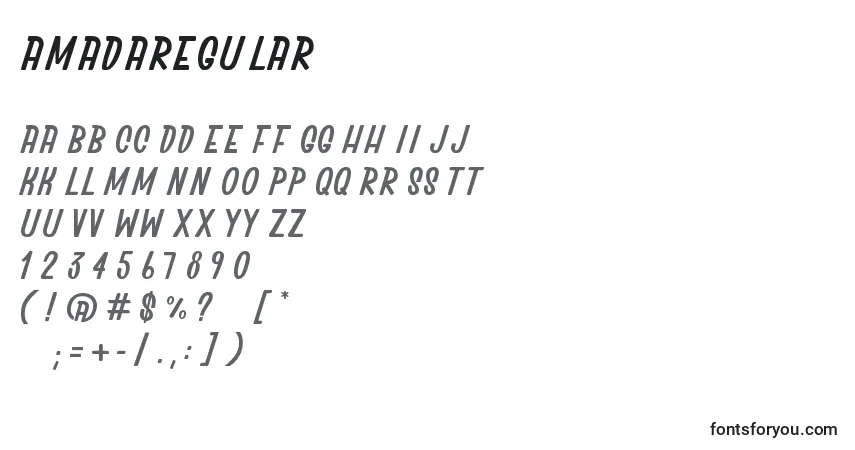 Schriftart AmadaRegular – Alphabet, Zahlen, spezielle Symbole