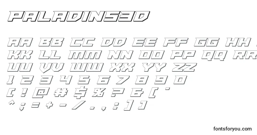 Schriftart Paladins3D – Alphabet, Zahlen, spezielle Symbole