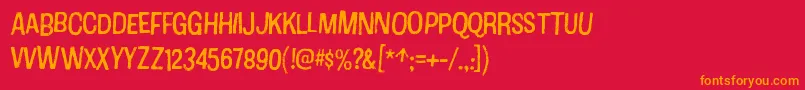 フォントCottonRegular – 赤い背景にオレンジの文字