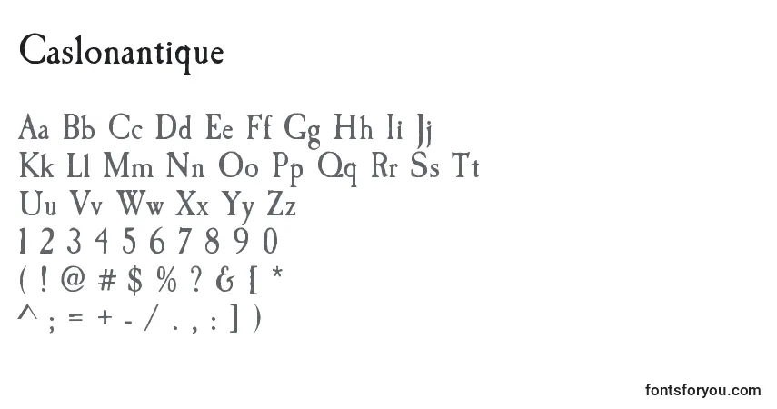 Czcionka Caslonantique – alfabet, cyfry, specjalne znaki