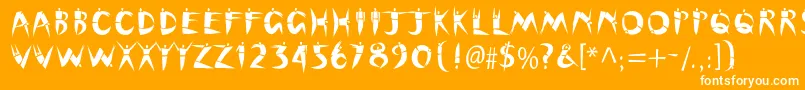 Cutoutstd-Schriftart – Weiße Schriften auf orangefarbenem Hintergrund