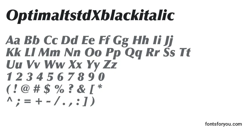 OptimaltstdXblackitalic Font – alphabet, numbers, special characters