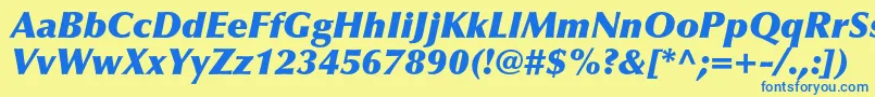 OptimaltstdXblackitalic Font – Blue Fonts on Yellow Background