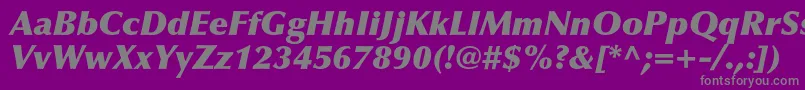 Weitere Informationen zur OptimaltstdXblackitalic-Schriftart OptimaltstdXblackitalic-Schriftart – Graue Schriften auf violettem Hintergrund