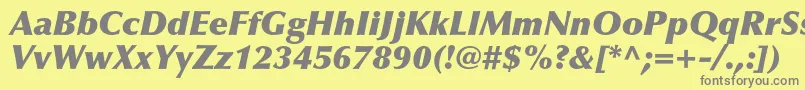 Fonte OptimaltstdXblackitalic – fontes cinzas em um fundo amarelo