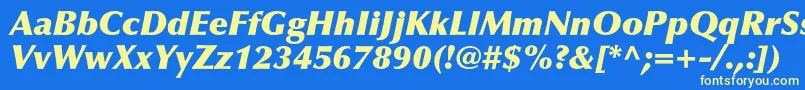 OptimaltstdXblackitalic Font – Yellow Fonts on Blue Background