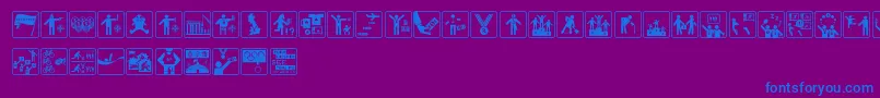 OlympukesLight Font – Blue Fonts on Purple Background