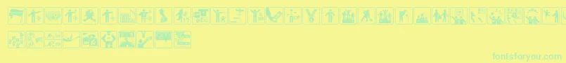 OlympukesLight-fontti – vihreät fontit keltaisella taustalla