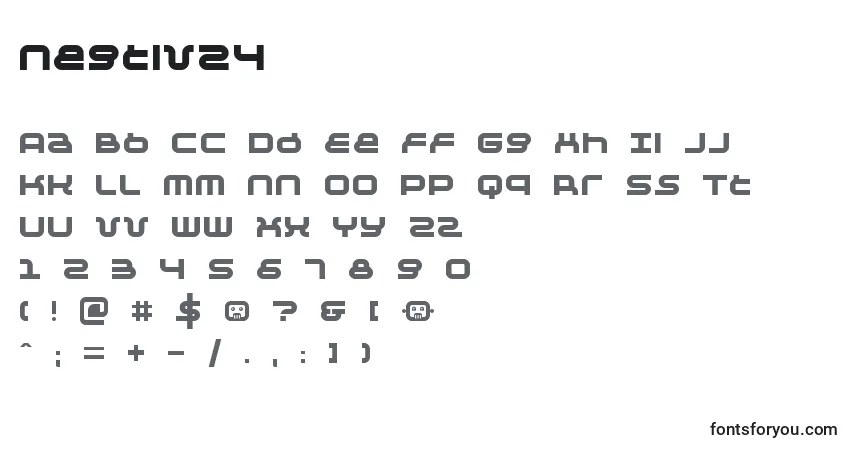 Czcionka Negtiv24 – alfabet, cyfry, specjalne znaki