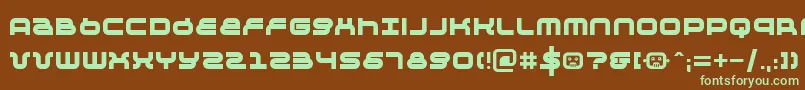フォントNegtiv24 – 緑色の文字が茶色の背景にあります。