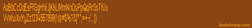 フォントStreetCornerUpperNarrower – オレンジ色の文字が茶色の背景にあります。