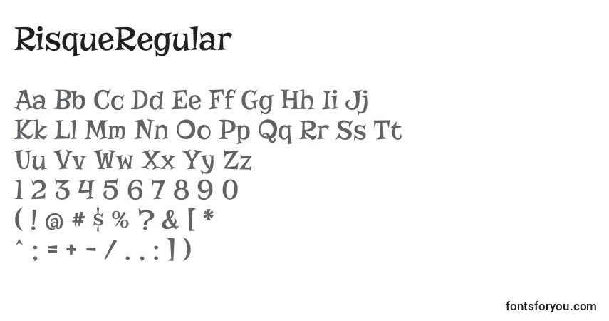 Schriftart RisqueRegular – Alphabet, Zahlen, spezielle Symbole