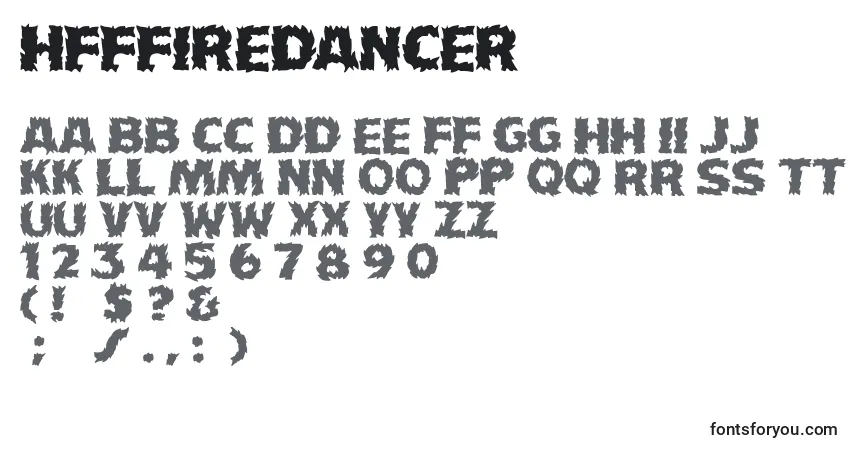 A fonte HffFireDancer – alfabeto, números, caracteres especiais
